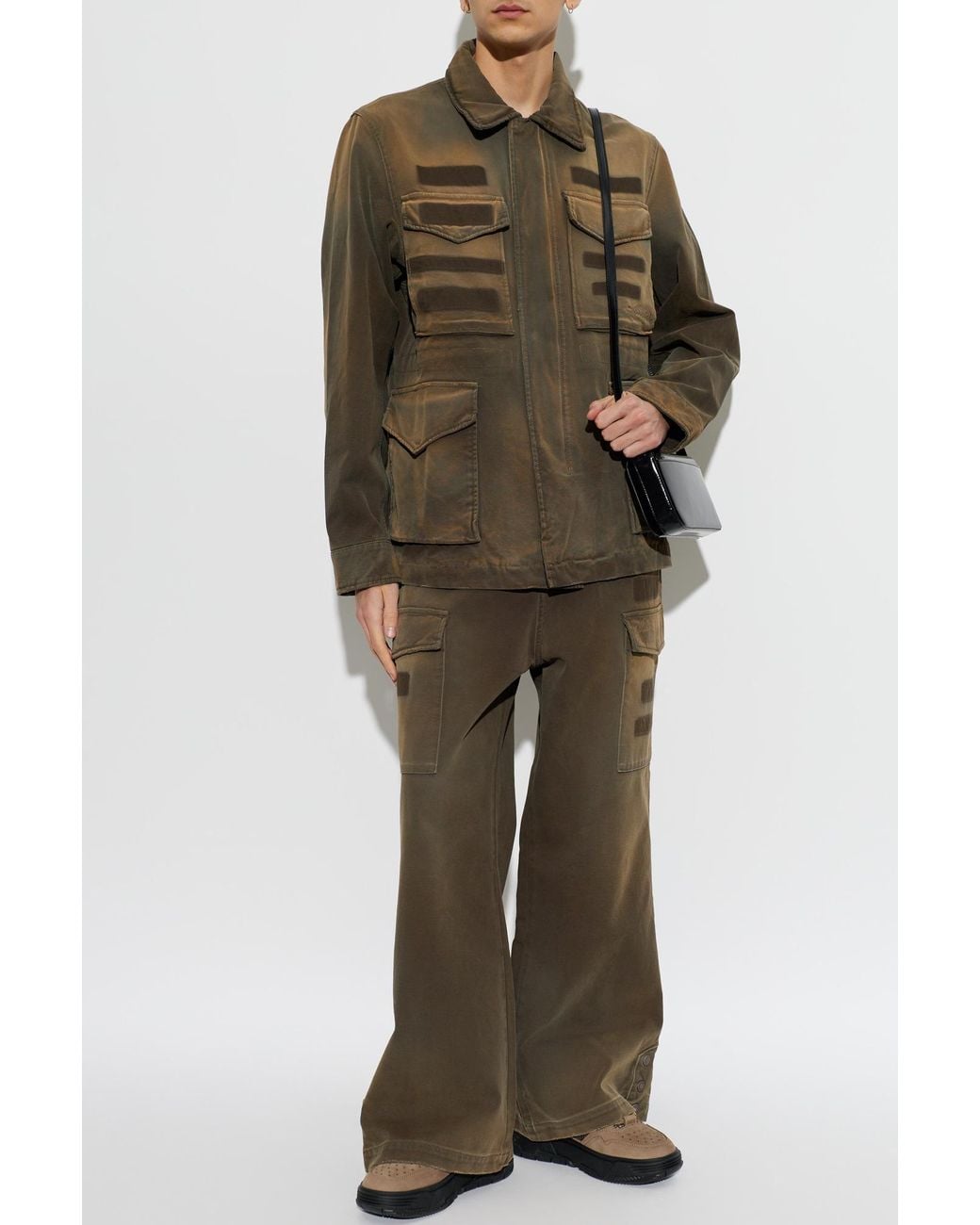 Amiri Green Vintage-Effect Cargo Trousers for men
