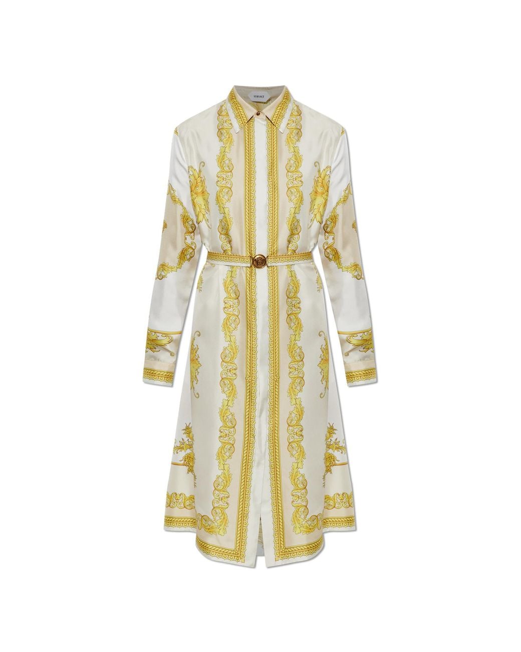 Versace White Silk Dress With 'New Barocco' Print