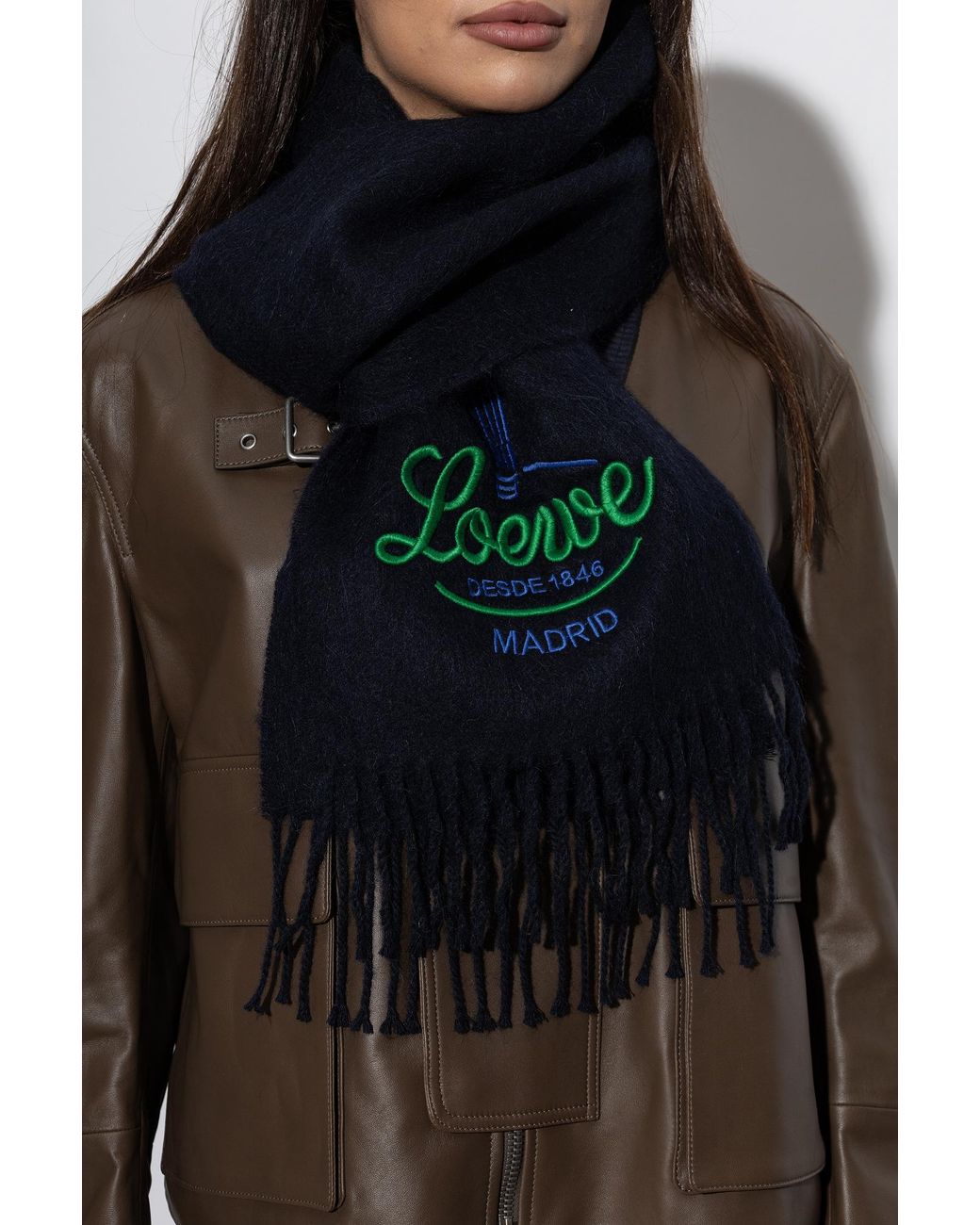 Loewe Blue Scarf With Embroidered Logo