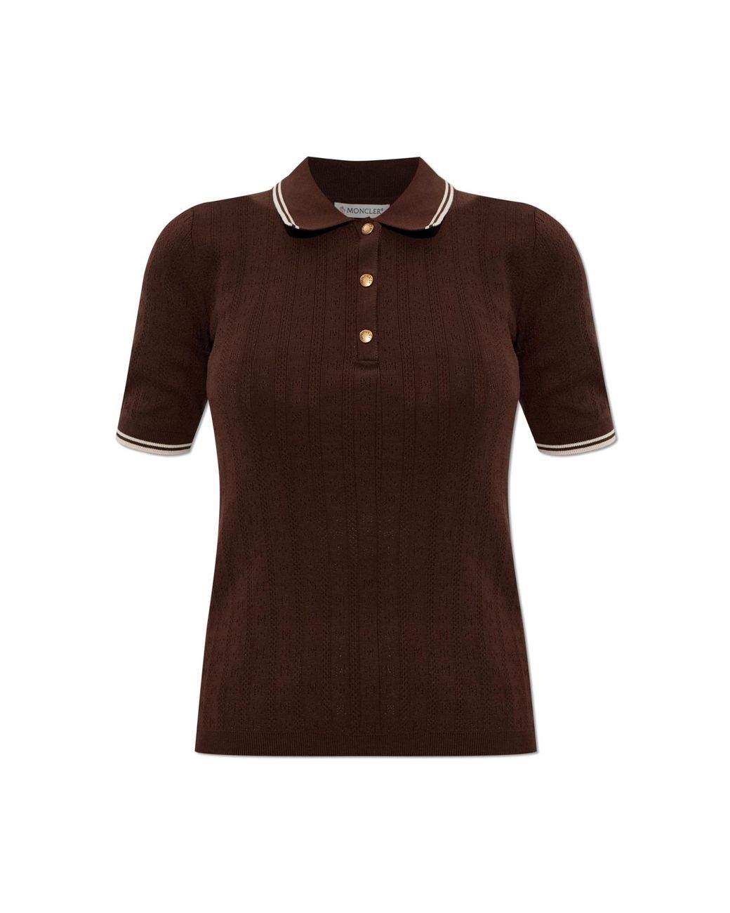 Moncler Brown Polo With Logo Patch