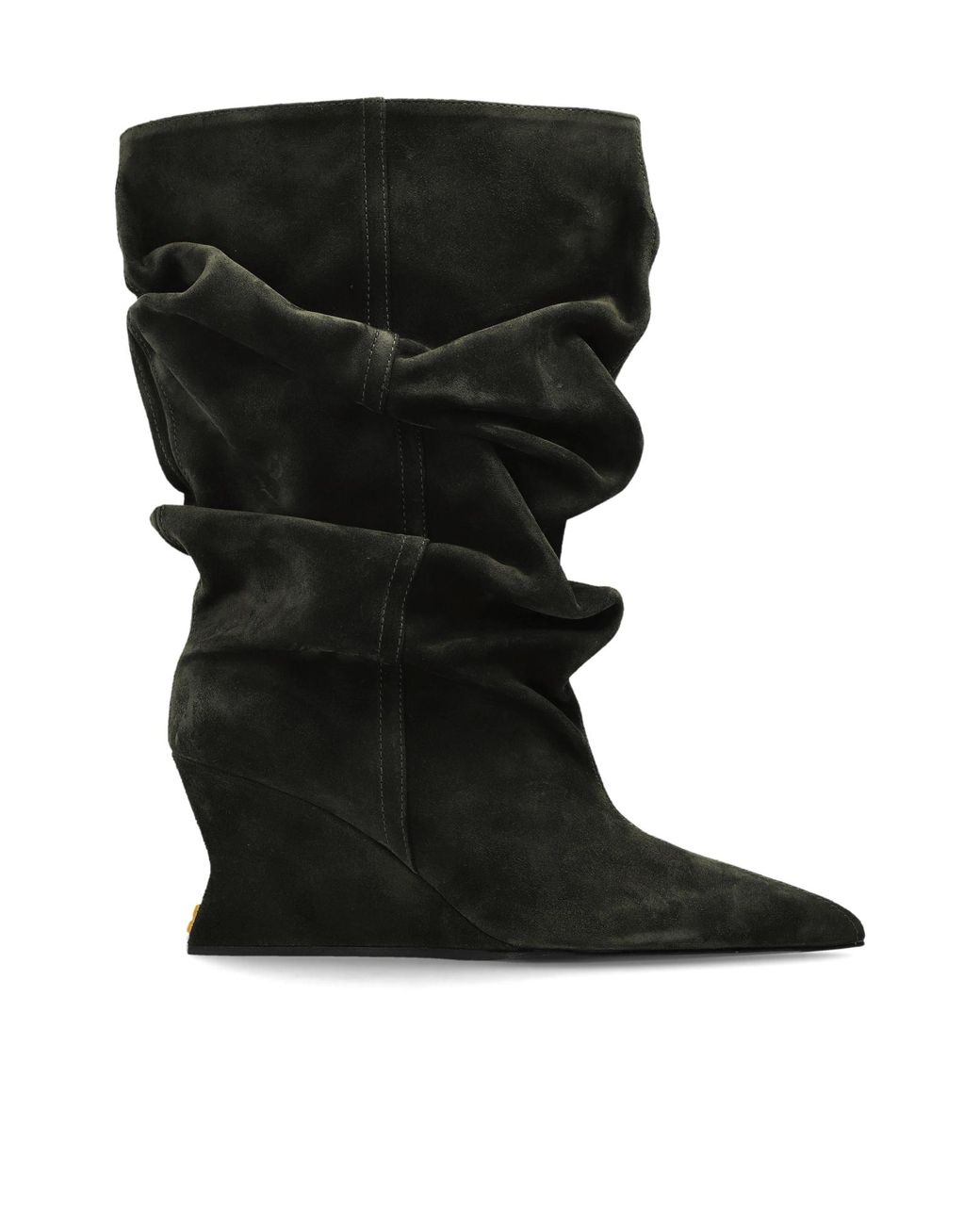 Balmain Black Suede Wedge Ankle Boots