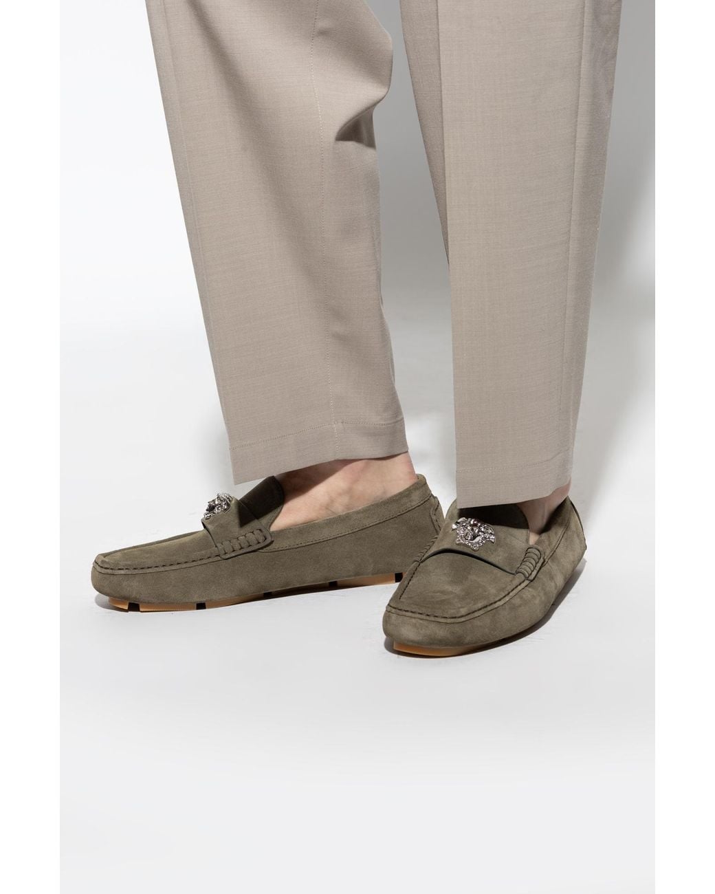 Versace Green Drivers Loafers for men