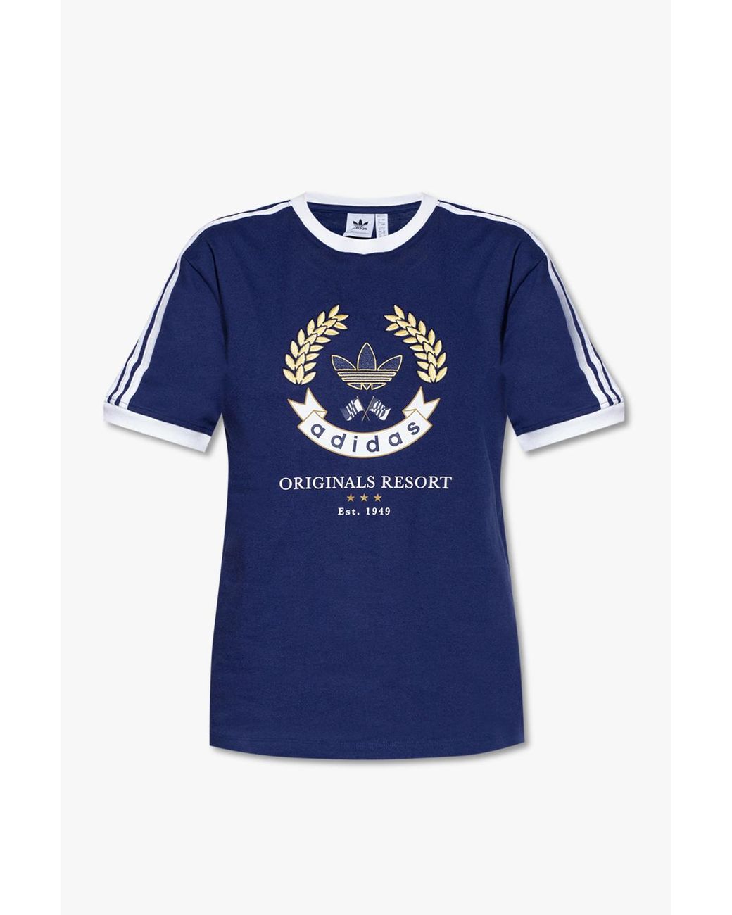 adidas Originals Cotton T-shirt With Logo in Navy Blue (Blue) | Lyst