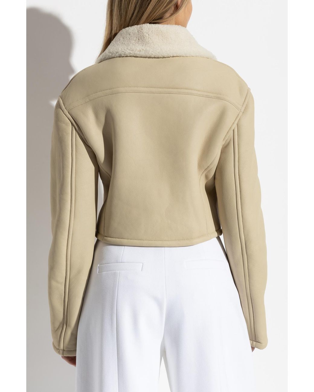 Jacquemus White Double-Breasted Shearling Coat
