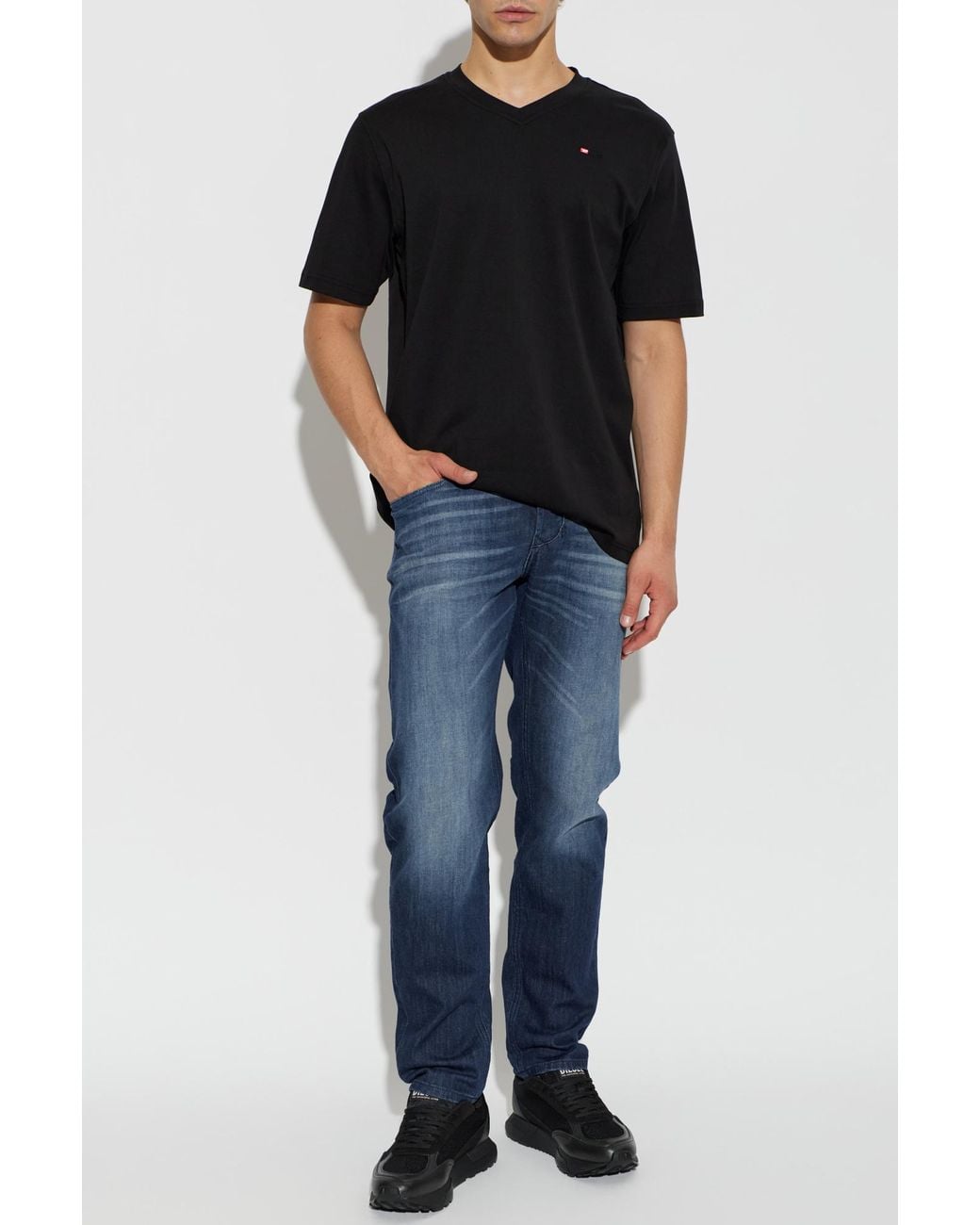 DIESEL Black T-Shirt 'T-Adjust-V-Microdiv' for men