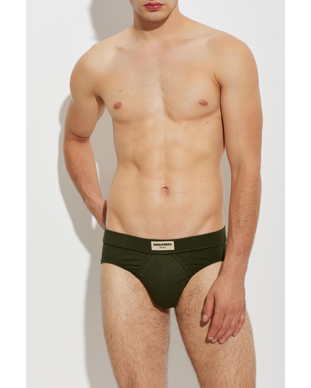 DSquared² Green Briefs With Logo for men