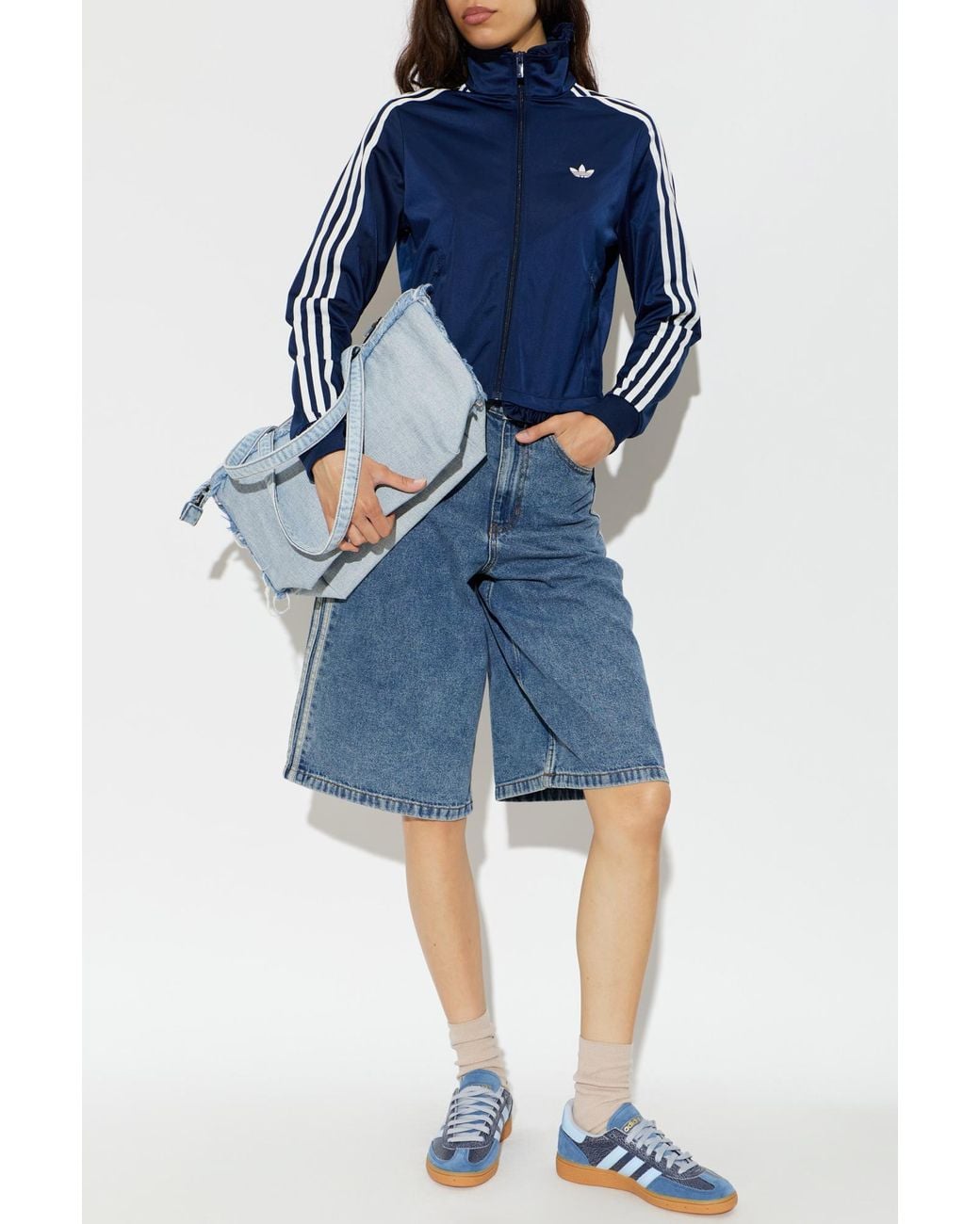 Adidas Originals Blue Sweatshirt With Stand-Up Collar