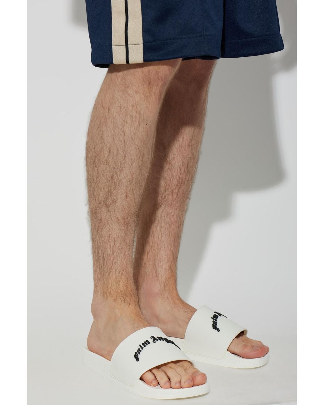 Palm Angels White Logo Slides for men