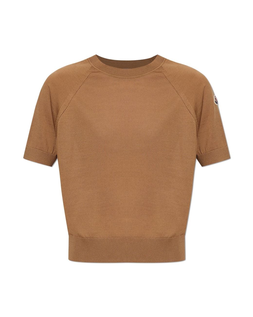 Moncler Brown Wool Top With A Crew Neckline