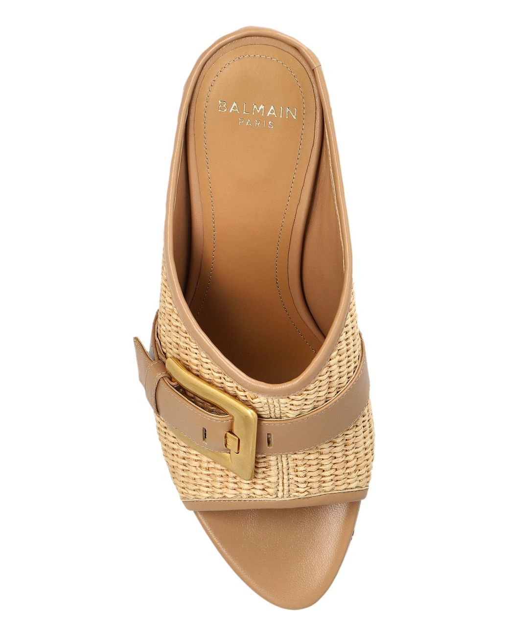 Balmain Natural "Anthem" Wedge Sandals