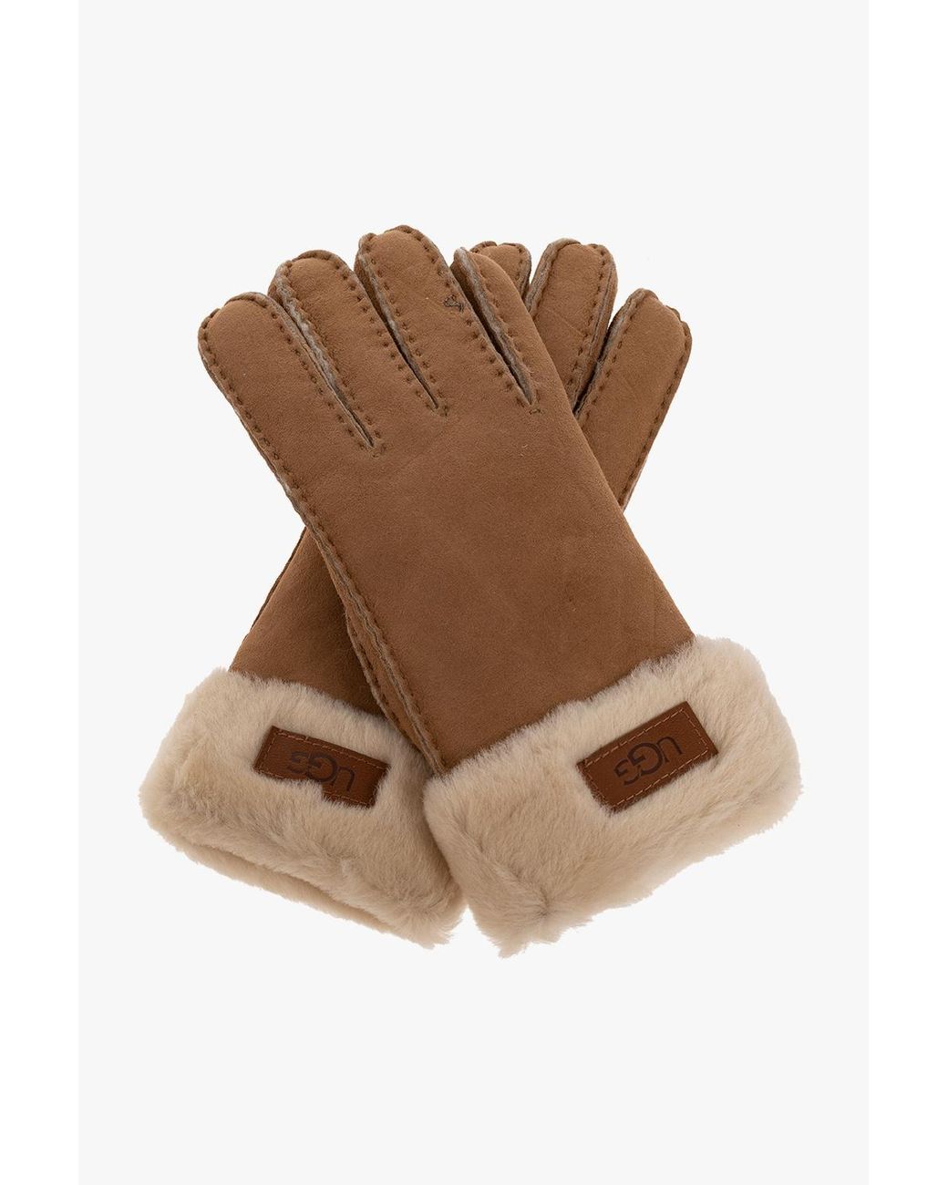 Ugg Brown Gloves With Logo