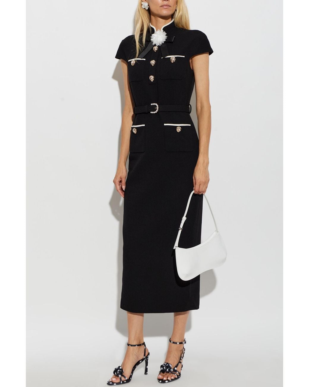 Self-Portrait Black Wool Dress With Embellishment
