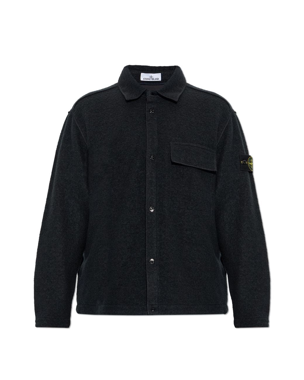 Stone Island Black Jacket With Logo Patch for men