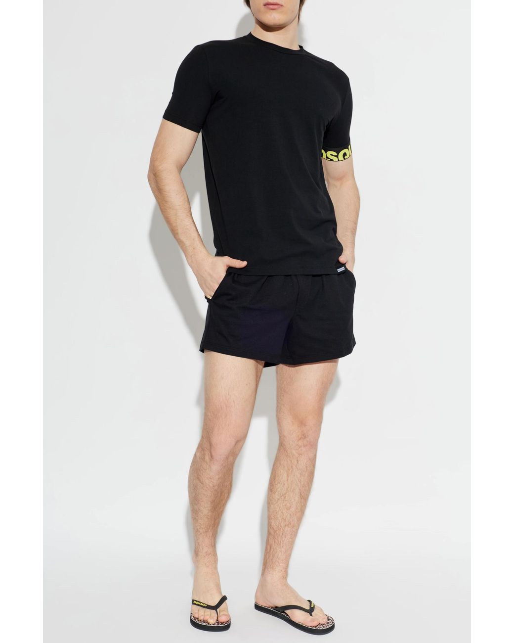 DSquared² Black Flip-Flops With Logo for men