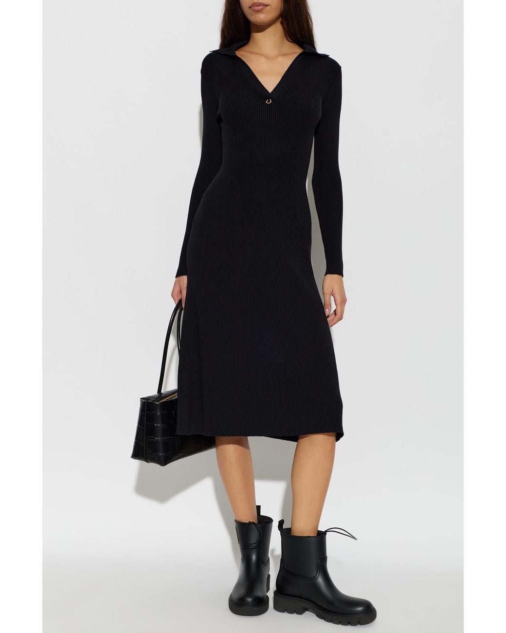 Moncler Black Long-Sleeve Dress
