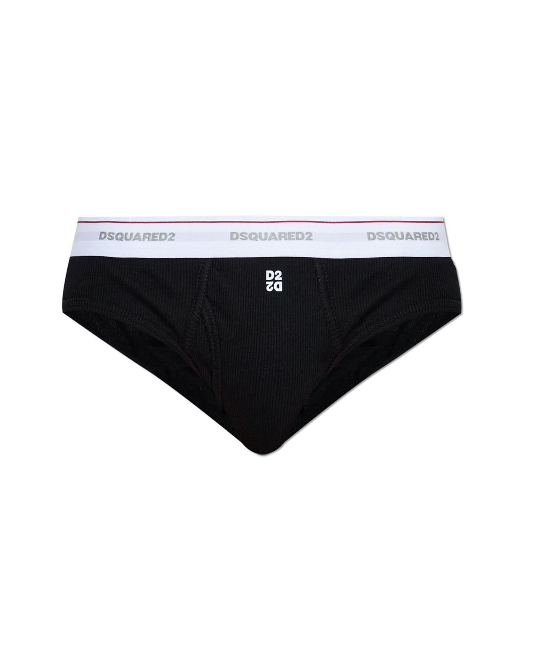 DSquared² Black Ribbed Briefs With Logo for men
