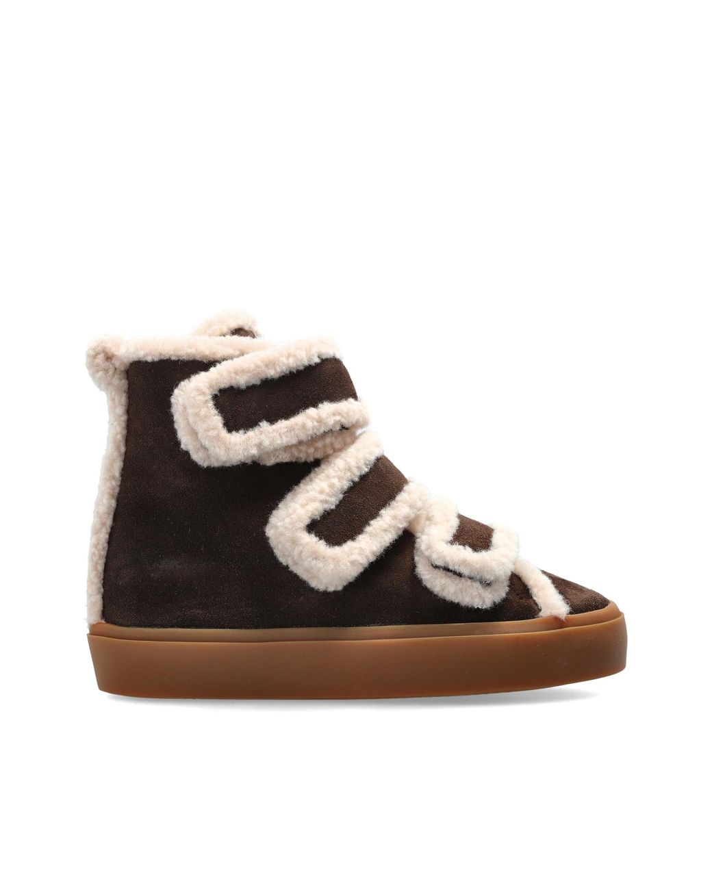 Inuikii Brown “Shearling Velcro Wedge” Wedge Shoes