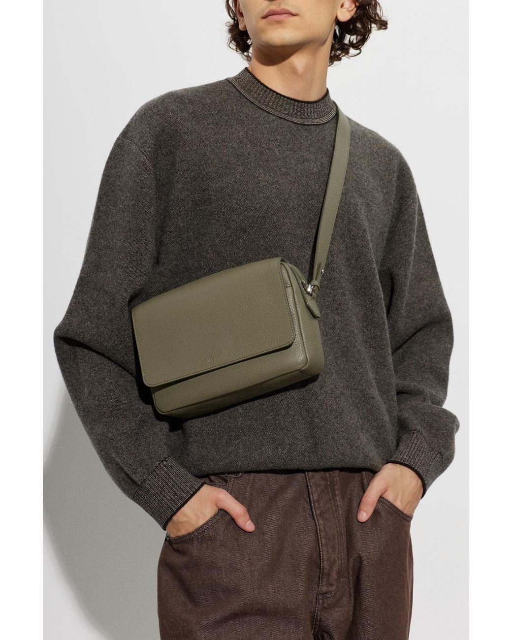 Jacquemus Brown Leather Crossbody Bag for men