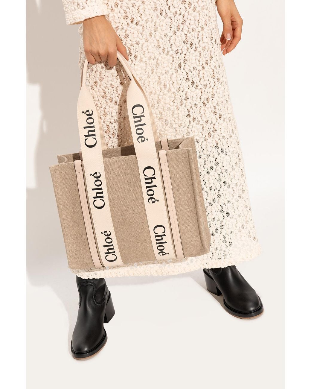 Chloé Natural 'Woody Medium' Shopper Bag