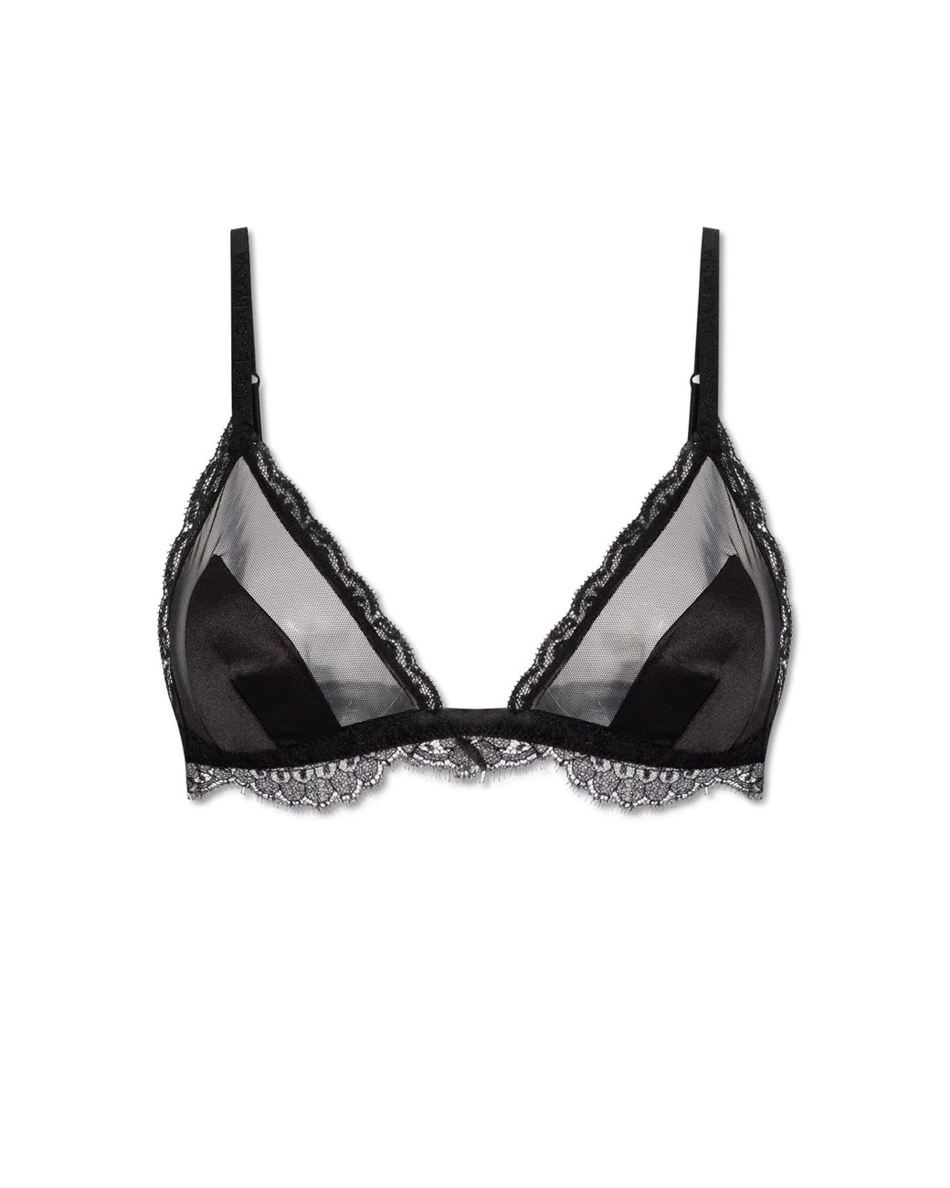 Dolce & Gabbana Black Silk Lace-Trimmed Bra