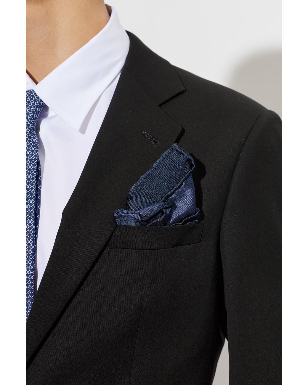 Ferragamo Blue Silk Pocket Square for men