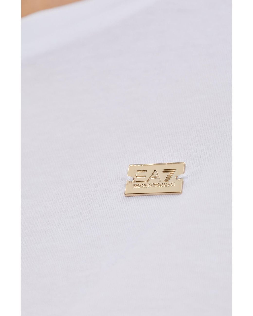 EA7 White T-Shirt With Logo Patch
