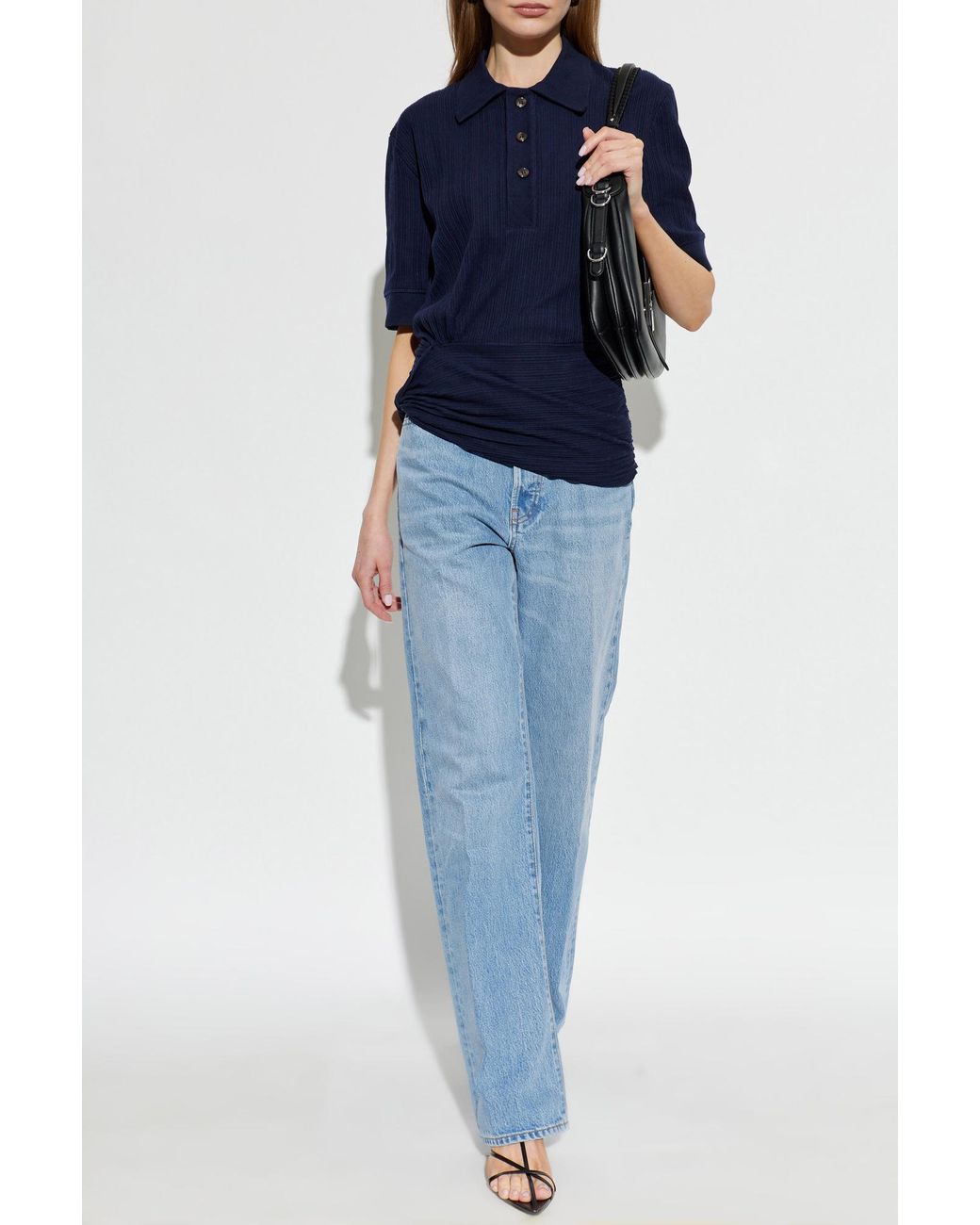 Victoria Beckham Blue Ribbed Top