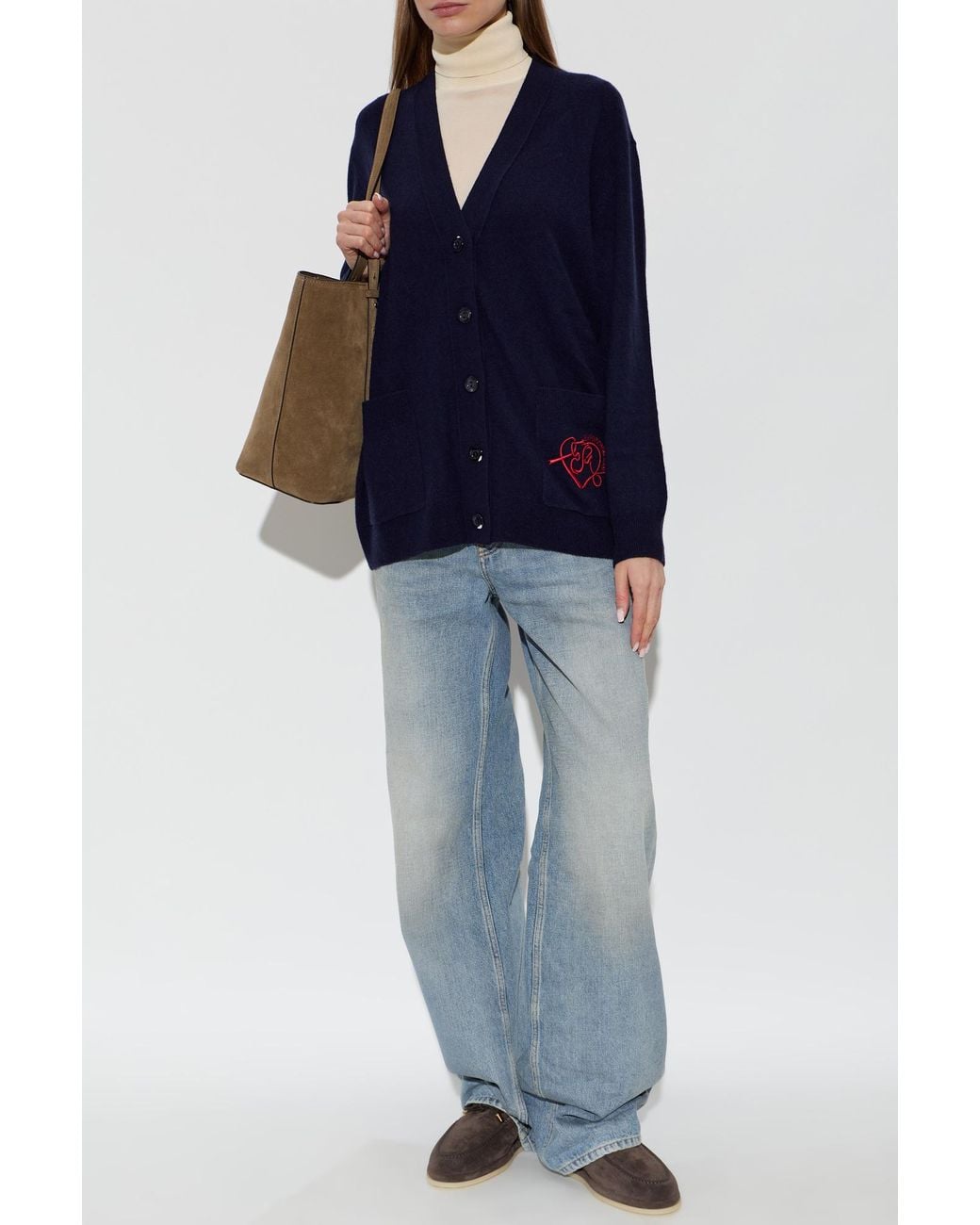 Emporio Armani Blue Wool Cardigan With Pockets