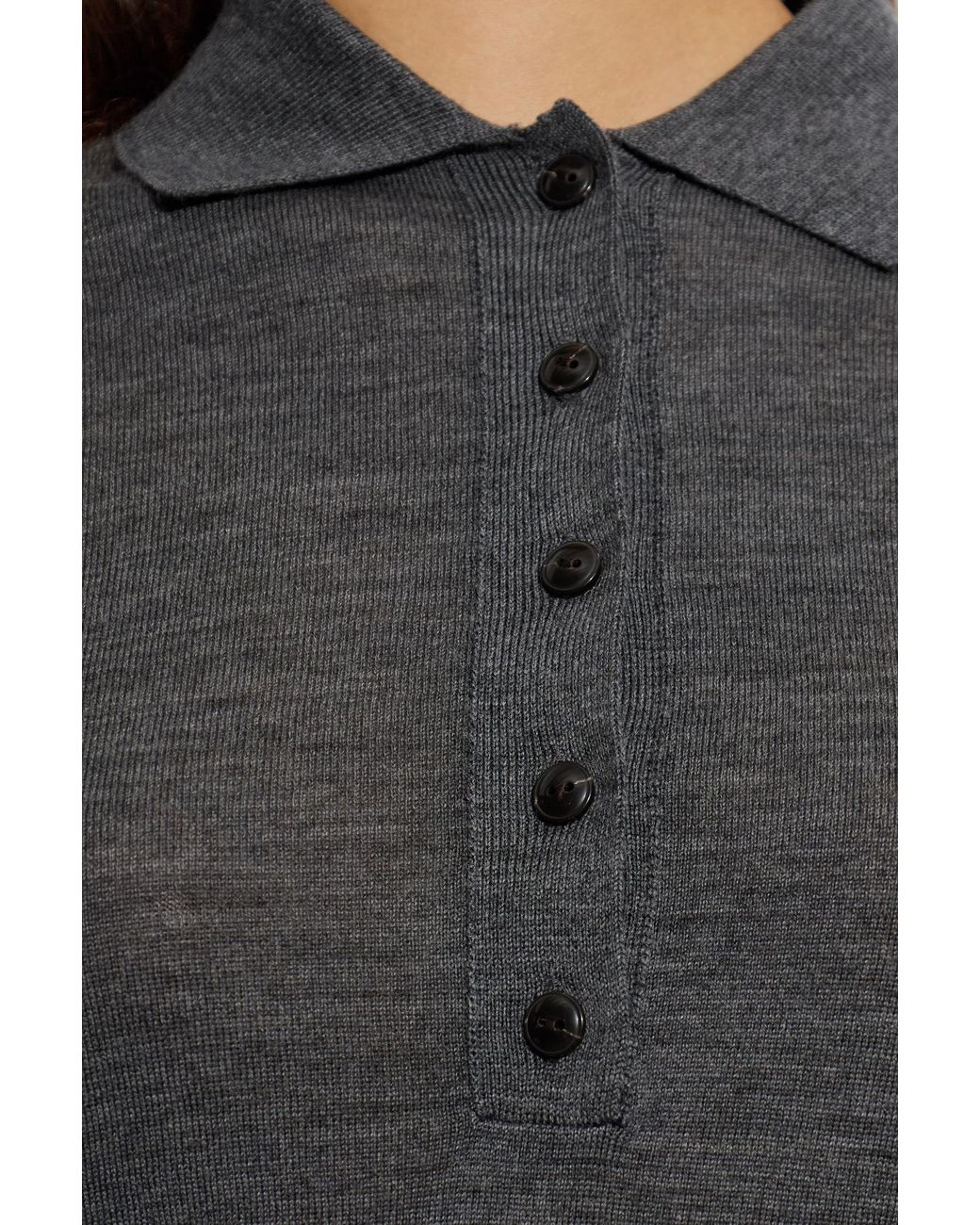 AllSaints Black Wool Polo Shirt 'Martel'