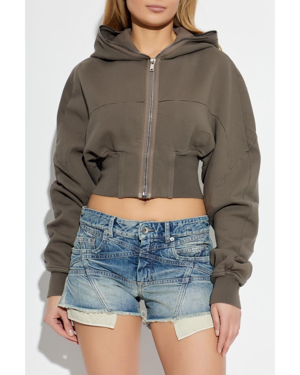 Rick Owens Brown Short Hoodie