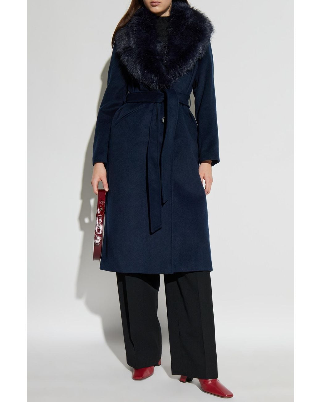 MICHAEL Michael Kors Coat With Faux Fur in Blue | Lyst
