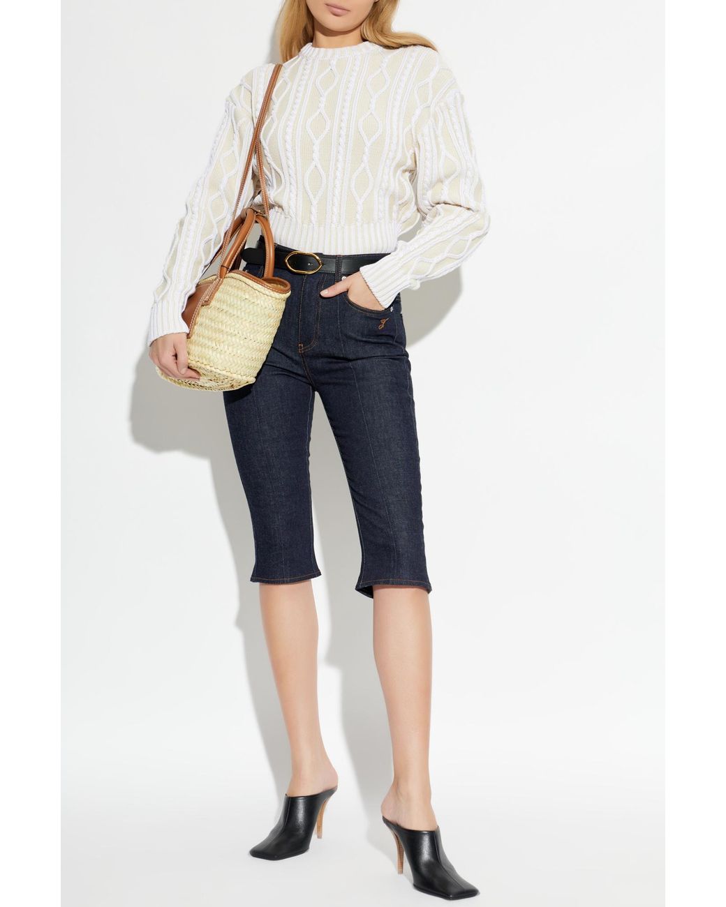 Jacquemus White Sweater With Decorative Knit
