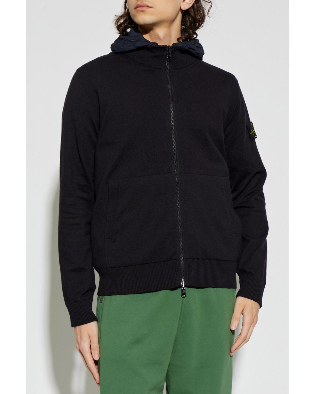 Stone Island Blue Jacket With Hood for men