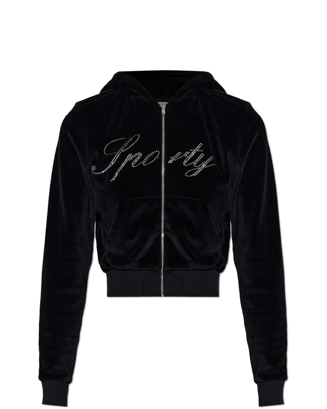 Sporty & Rich Black Velour Sweatshirt From The 'Rich Bitch Drop' Collection
