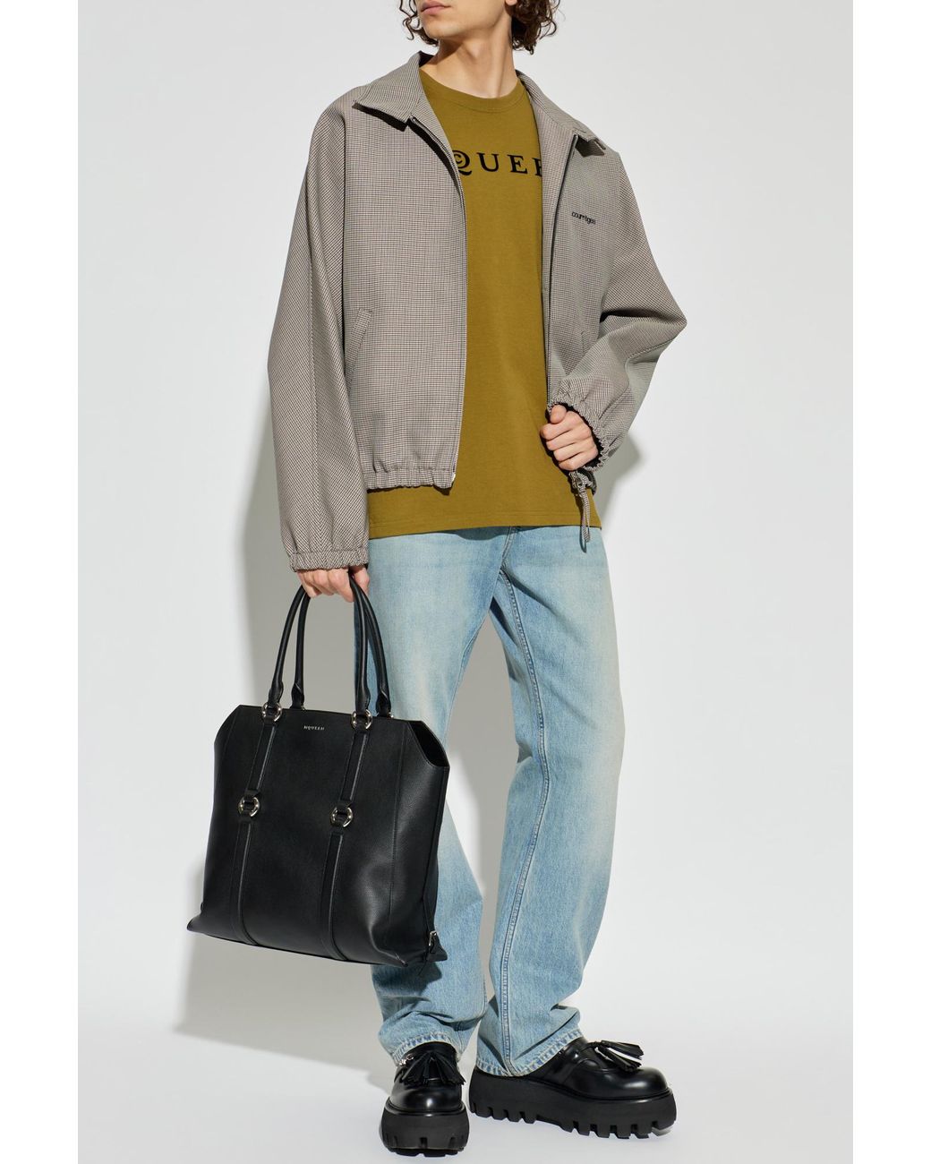 McQueen Green T-Shirt With A Logo And A Velvety Finish for men