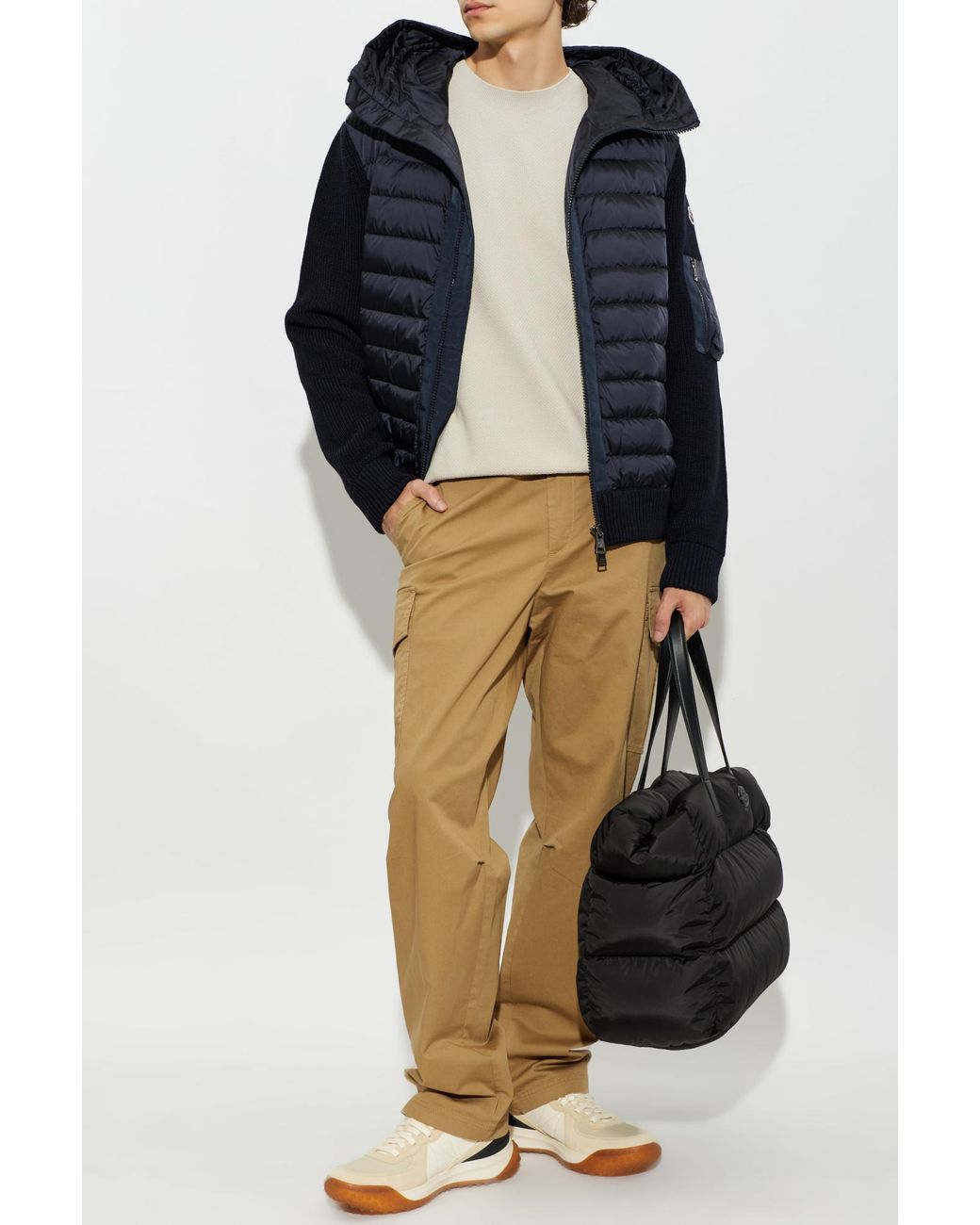 Moncler Natural Sweater With Logo Patch for men