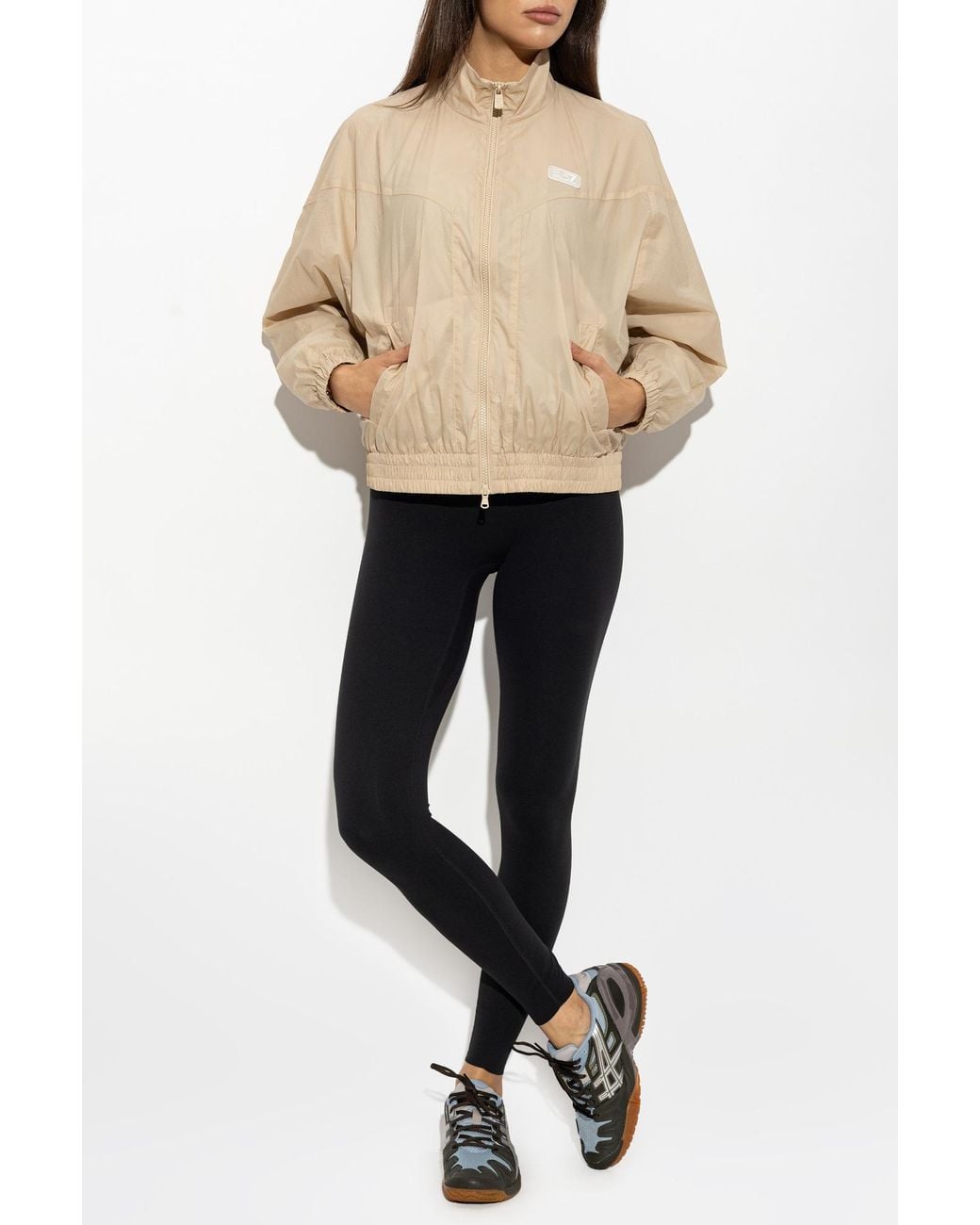 EA7 Natural Lightweight Jacket With A Stand-Up Collar