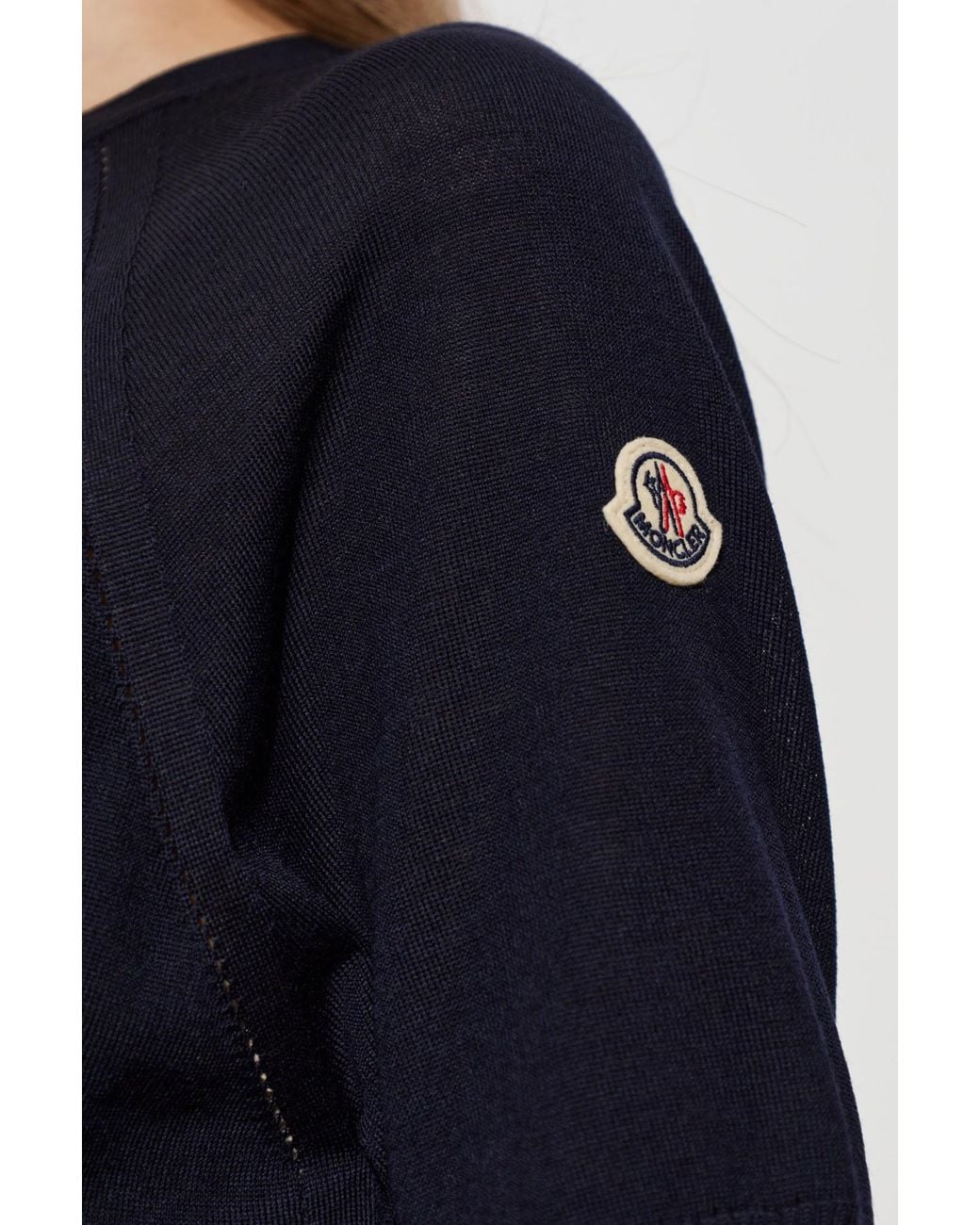 Moncler Blue Wool Top With A Crew Neck