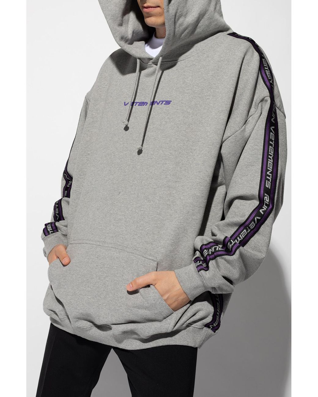 grey branded hoodie