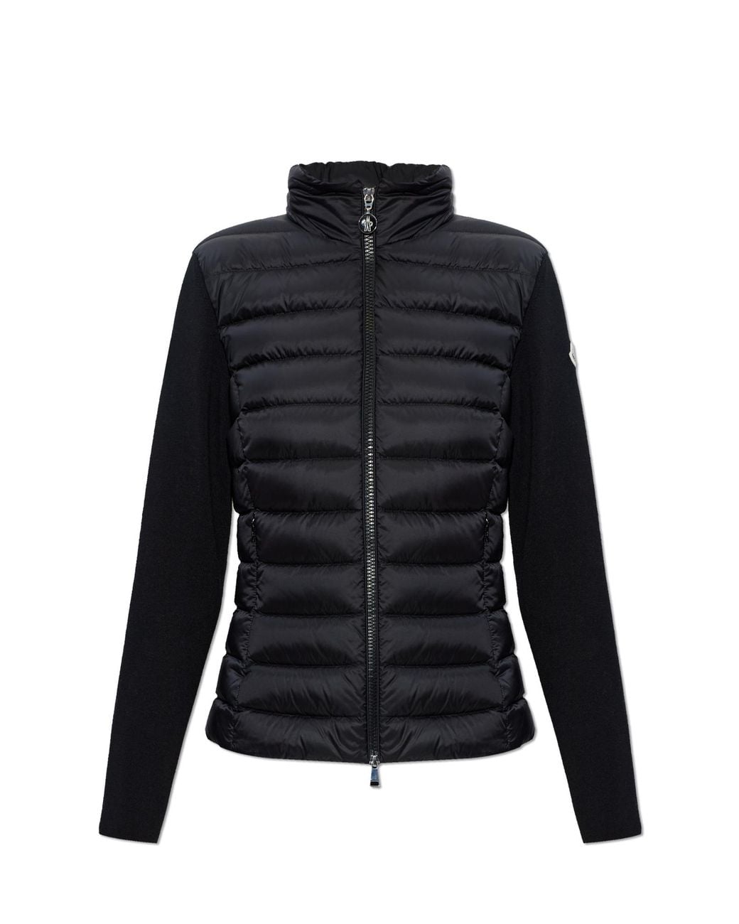 Moncler Black Cardigan With Quilted Front