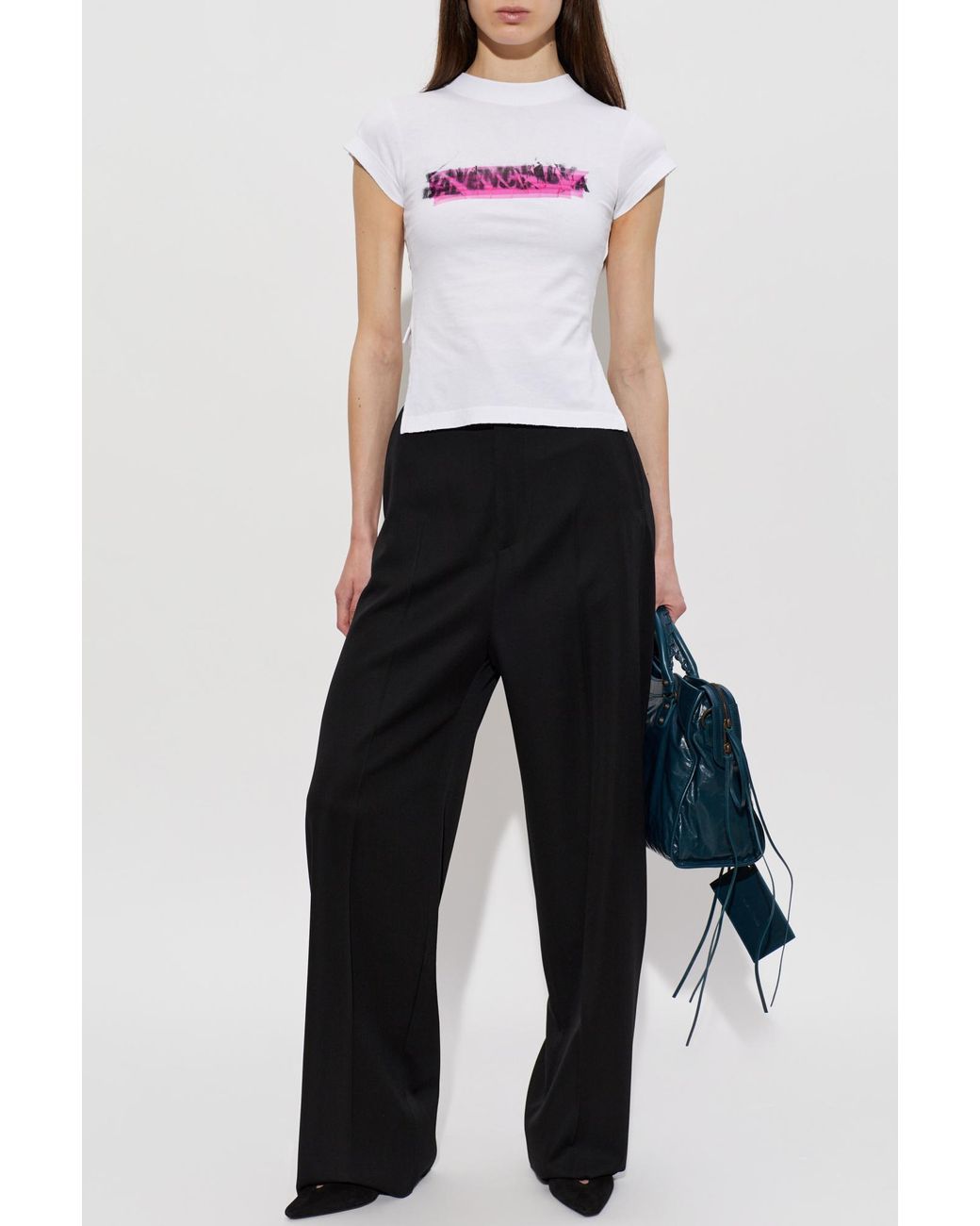 Balenciaga White Asymmetrical Cut T-Shirt