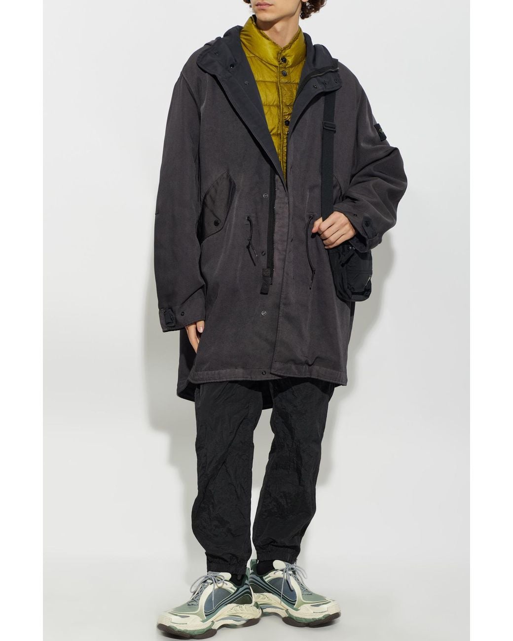 Stone Island Gray Hooded Parka for men