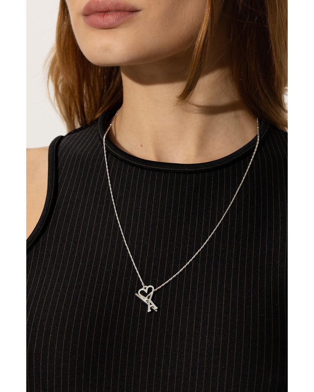 AMI Black Logo Necklace