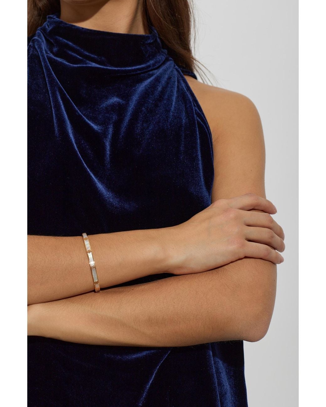 Tory Burch Metallic Mother-Of-Pearl Bangle Bracelet
