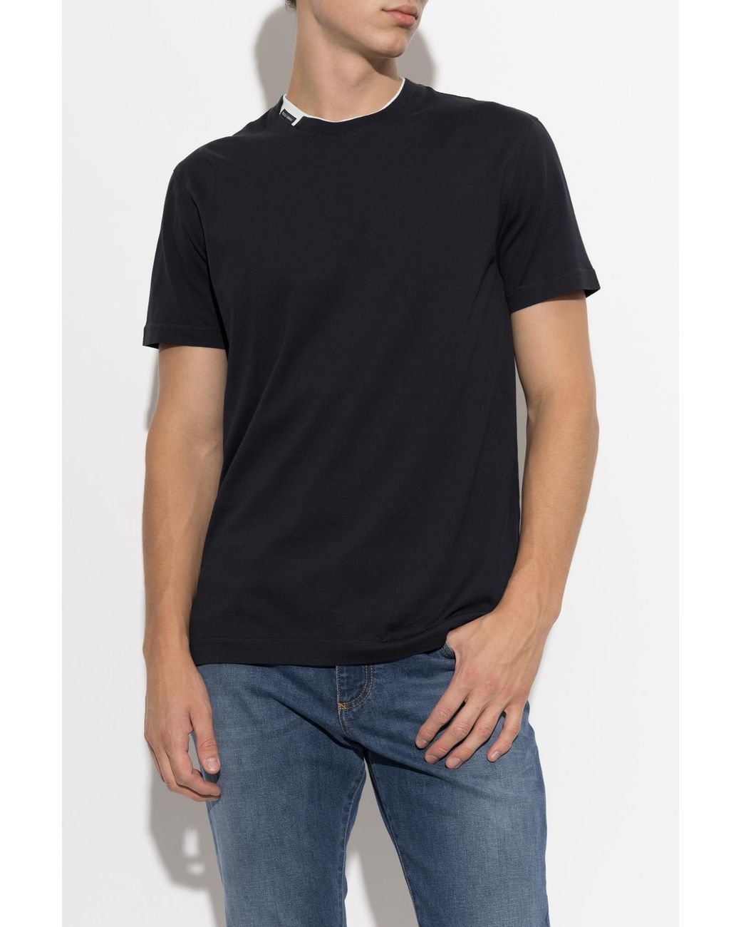 Dolce & Gabbana Black T-Shirt With Logo Patch for men