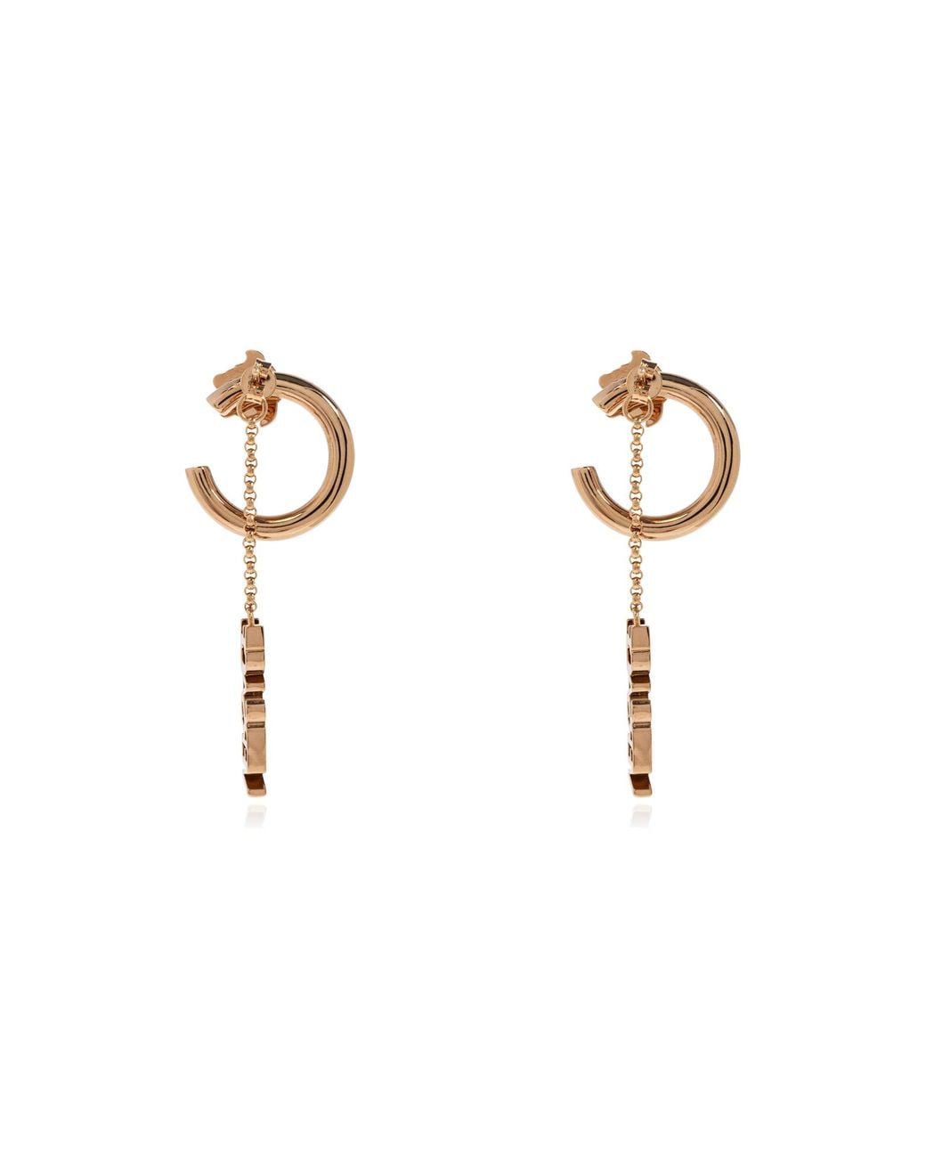 Versace Natural Long Logo Earrings