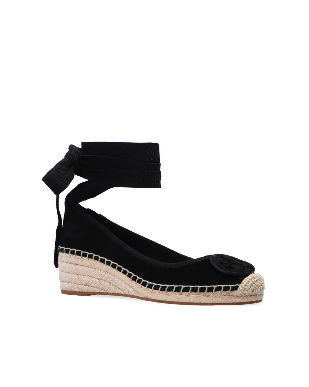 Tory burch black espadrille wedges sale