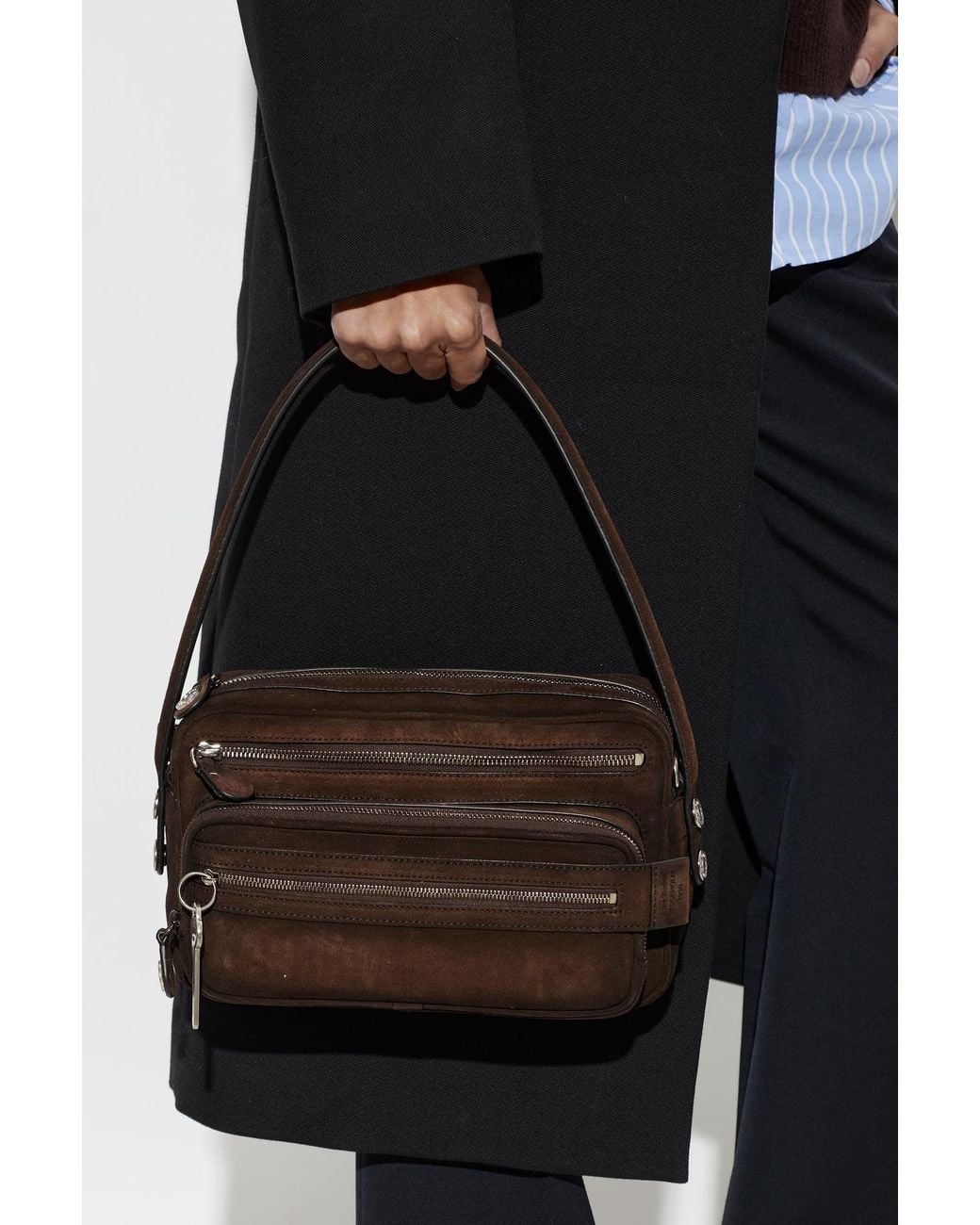 Acne Black Suede Bag With A 'Vintage' Effect