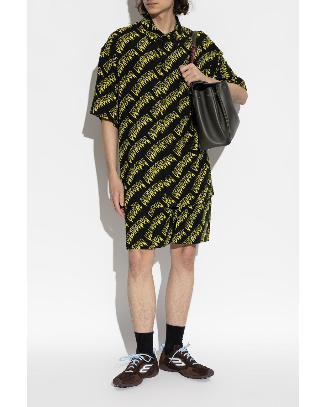 Balenciaga Green Monogram Shorts for men