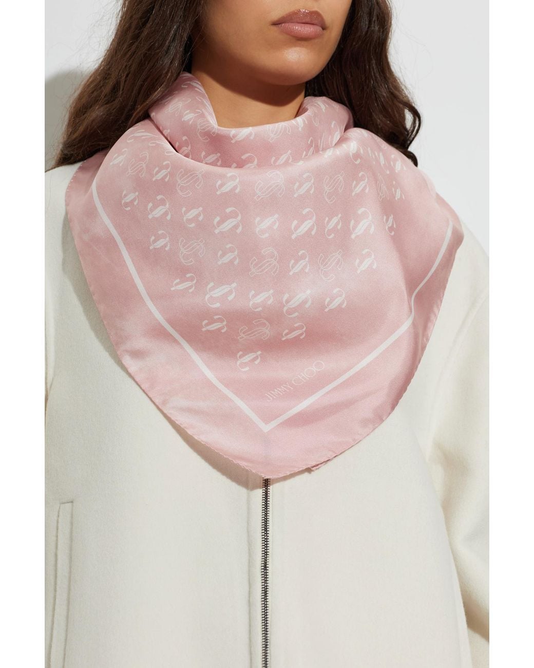 Jimmy Choo Pink Silk Scarf